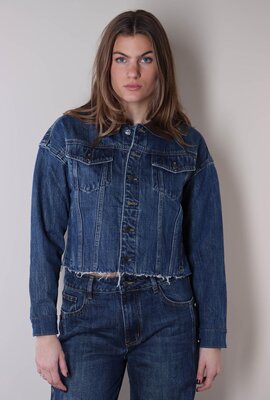 Haute L'Amitie Denim Dunkelblau Denize Crop Denimjacke