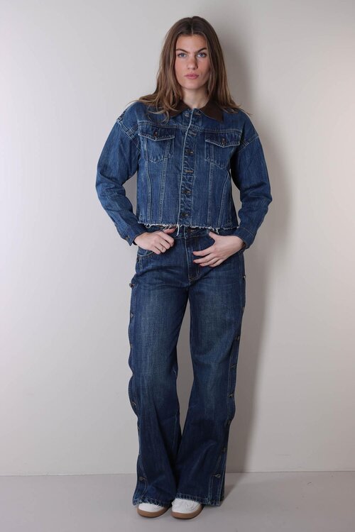 Haute L'Amitie Denim Dunkelblau Denize Crop Denimjacke