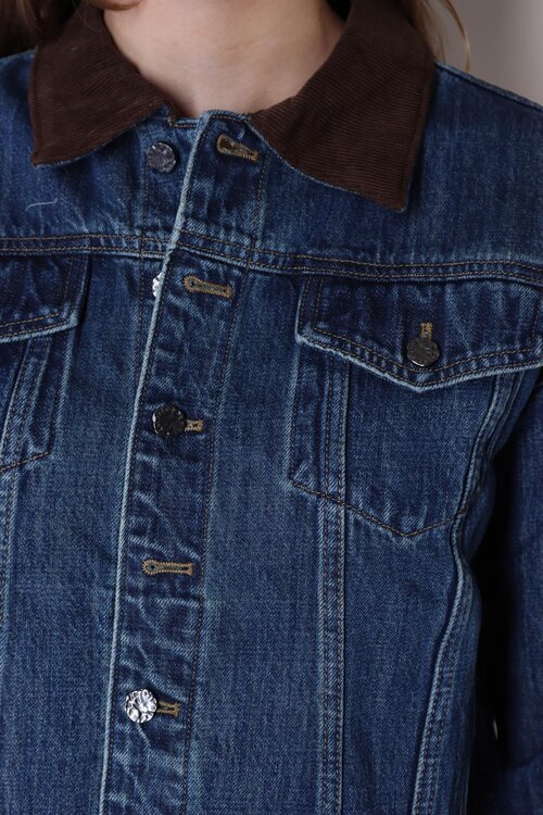 Haute L'Amitie Denim Dunkelblau Denize Crop Denimjacke