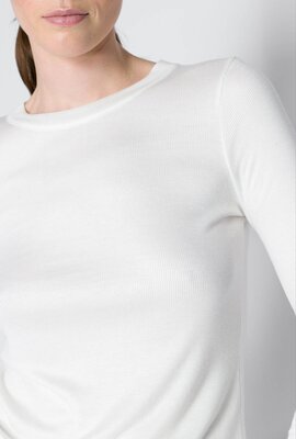 Neeve Weißes Rippen-Langarmshirt