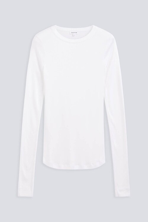 Neeve Weißes Rippen-Langarmshirt