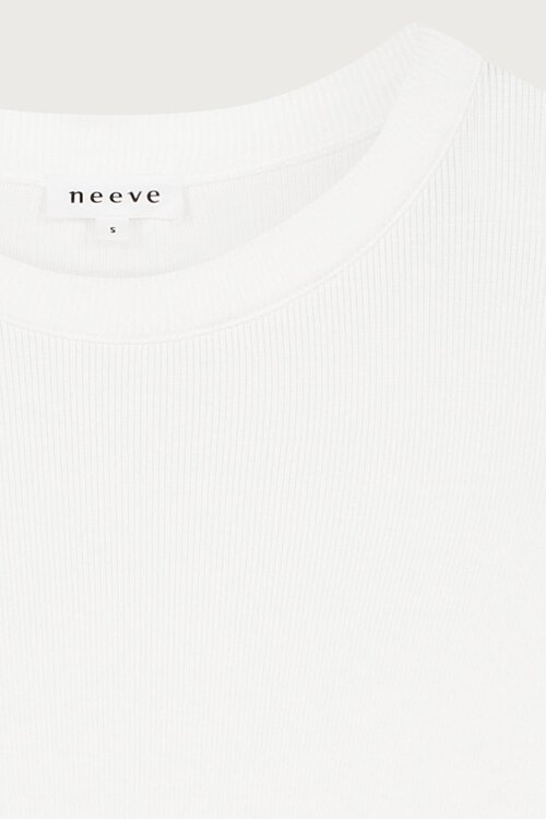 Neeve Weißes Rippen-Langarmshirt
