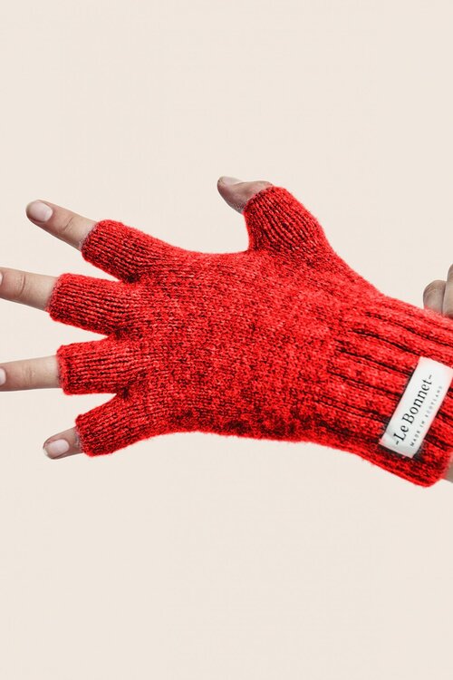 Le Bonnet Rote fingerlose Handschuhe