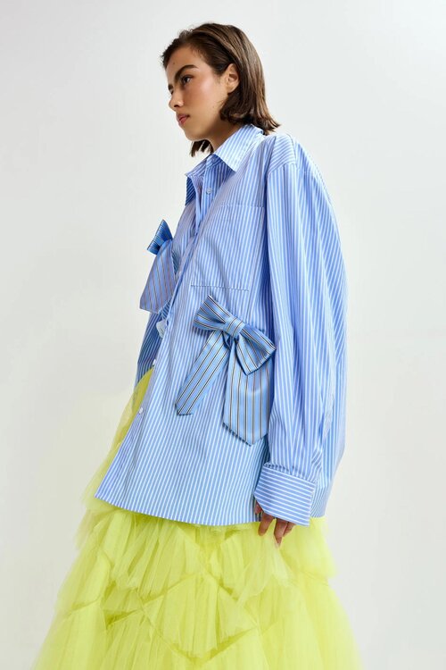 Essentiel Antwerp Blaue Bluse Binden