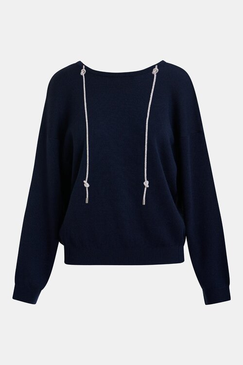 Essentiel Antwerp Dunkelblauer Pullover mit tiefem Rücken