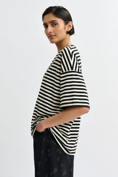 Essentiel Antwerp Schwarz/Weiß gestreiftes Hemd