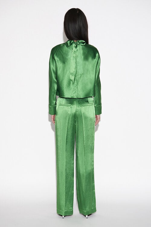 Dante 6 Grüne Lorella Satin-Schleifenbluse