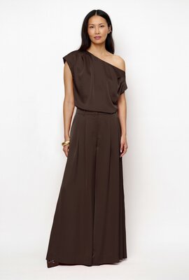 Dante 6 Espresso Onique Weit Geschnittene Satin-Hose