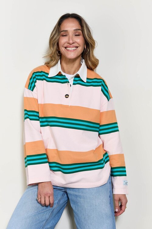 Coco Y Maria Pink Orange Polo Pullover