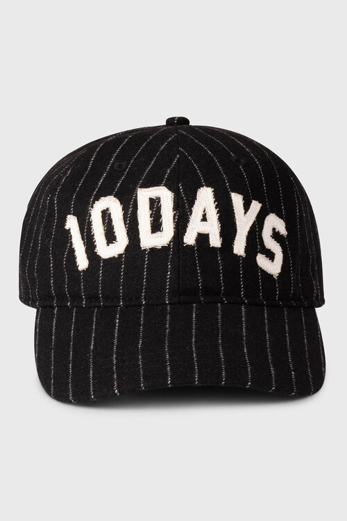 10Days Schwarze Baumwollkappe Logo Streifen