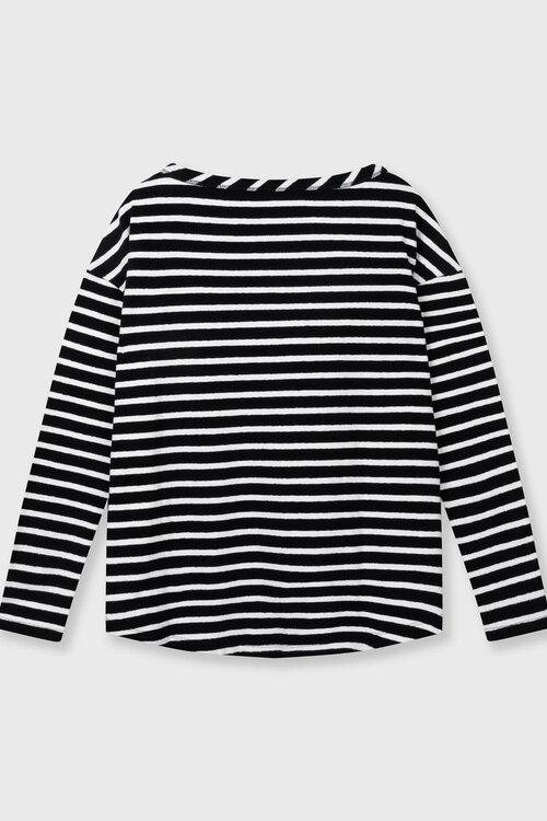 10Days Schwarz/ecru Langarmshirt Streifen