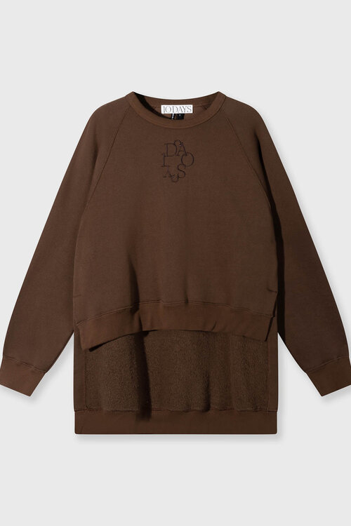 10Days Dunkler Trüffel asymmetrischer Pullover