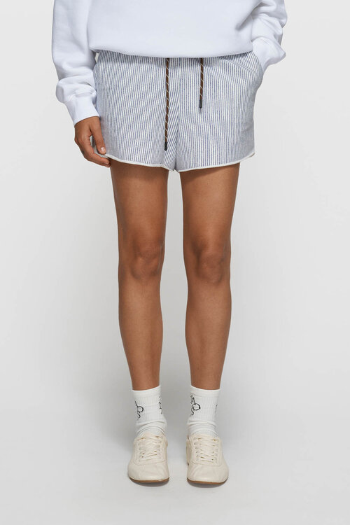 10Days Weiße blaue einfache Shorts Streifen