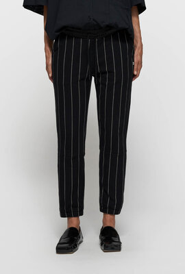 10Days Schwarze lange gestreifte Jogginghose mit Nadelstreifen