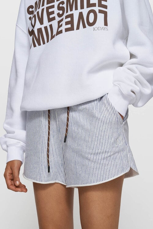 10Days Weißer Statement-Pullover Lächeln