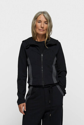 10Days Schwarze schlanke Kapuzenjacke mit Reißverschluss