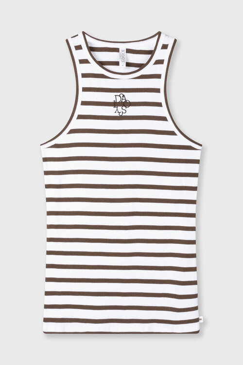10Days white/dark truffle Tanktop mit Rippenstreifen