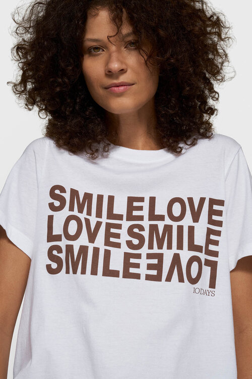 10Days White petit smile love tee