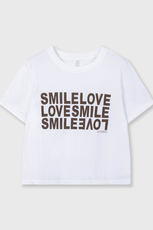 10Days White petit smile love tee
