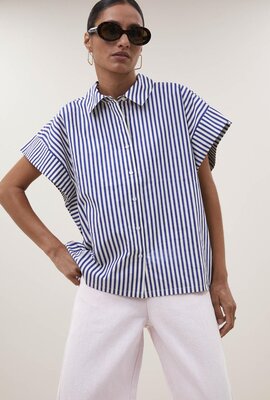 By Bar Blau/weiße Pixie Blue Stripe Bluse