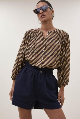 By Bar Dunkelblaue Leon Twill Shorts