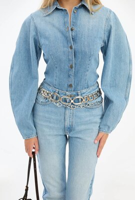 Rotate Blaues Denim-Hemd in schmaler Passform