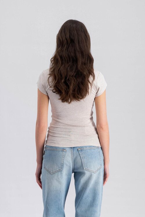 Neeve Beiges Rippenshirt