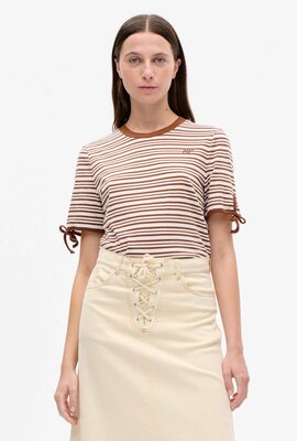 Baum Und Pferdgarten Braunes gestreiftes T-Shirt