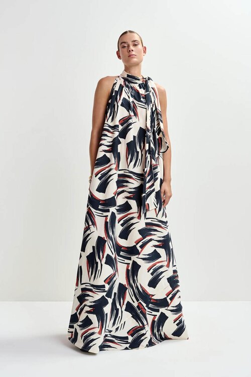 Essentiel Antwerp Weiß / schwarzes Maxikleid