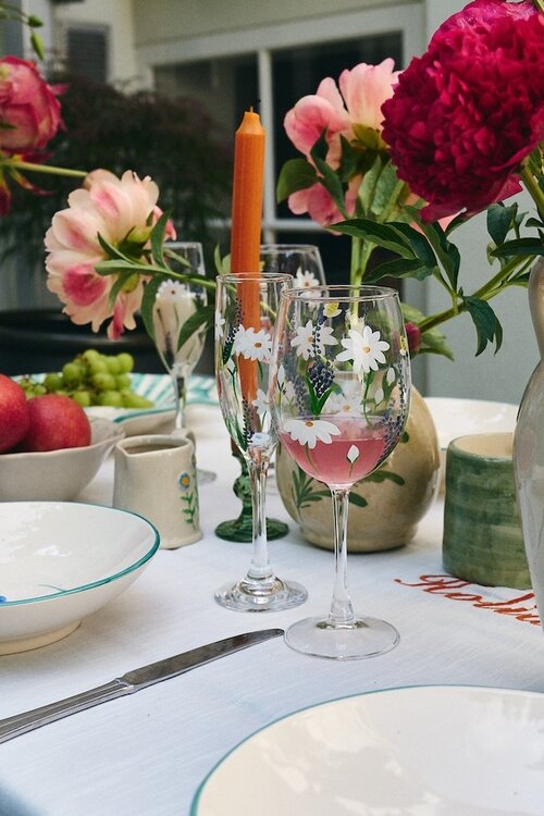 Anna & Nina Verschiedene Farben Frühlingstoast Champagnerflöte