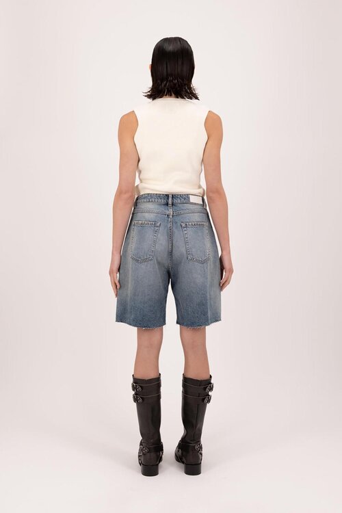 Icon Denim Gewaschene blaue Shorts mit weitem Bein
