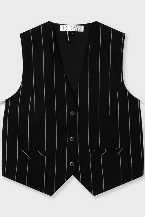 10Days Schwarze Weste mit Nadelstreifen