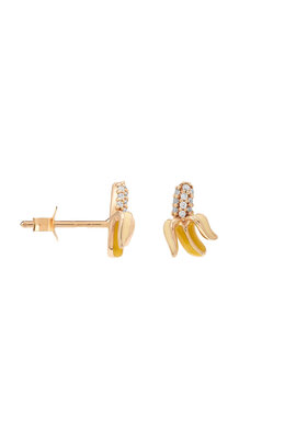 Anna & Nina Gold Single Banana Stud