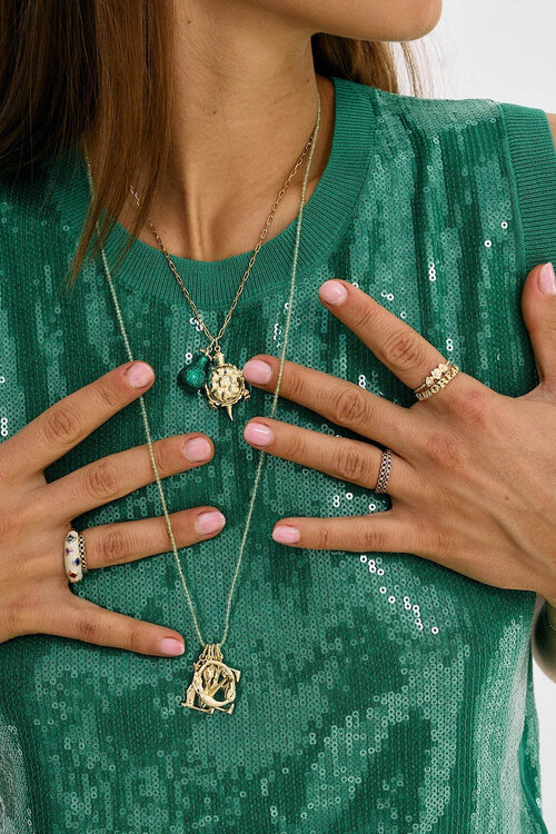 Anna & Nina Goldene Flüsternde Schildkröten-Anhänger