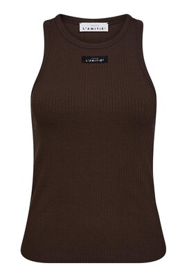Haute L'Amitie Braunes Rippen-Badge-Tanktop