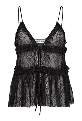 Haute L'Amitie Schwarzes neues Spitzenbindetop