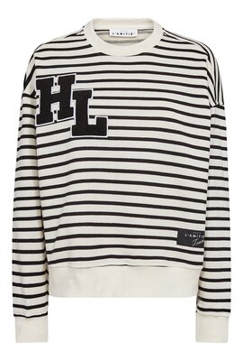 Haute L'Amitie Off White Streifenanwendung Pullover