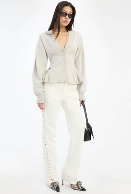 Rotate Weiße locker sitzende Jeans mit Schnürung