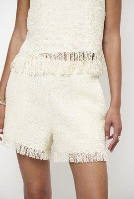 Dante 6 Off White Yubi Fringe Boucle Shorts