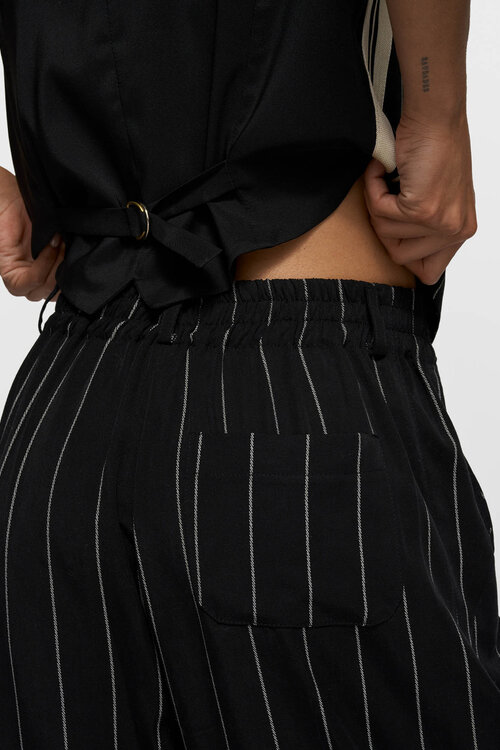 10Days Schwarze Nadelstreifenhose