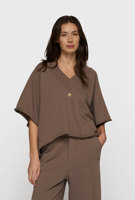 10Days Moonrock Kurzarm-Pullover mit V-Ausschnitt