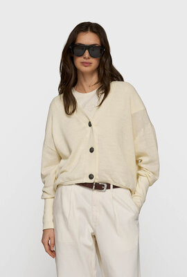 10Days Vanille V-Ausschnitt Cardigan Mesh