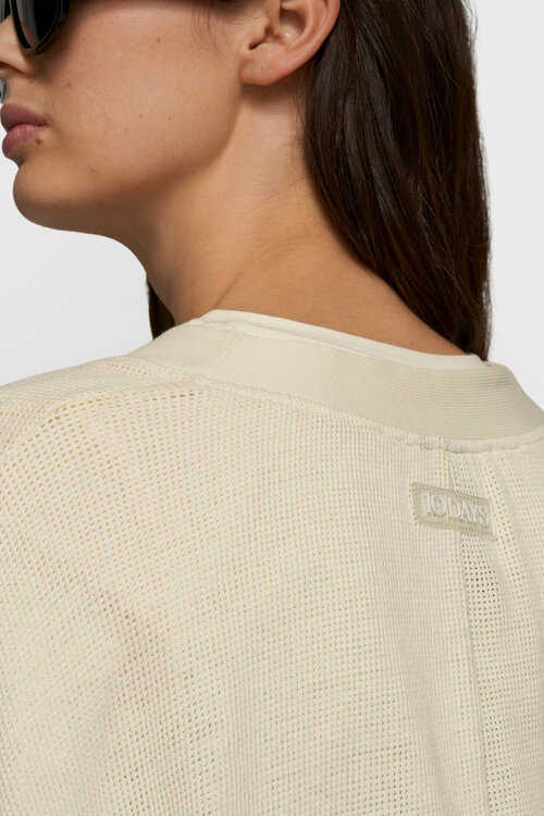 10Days Vanille V-Ausschnitt Cardigan Mesh