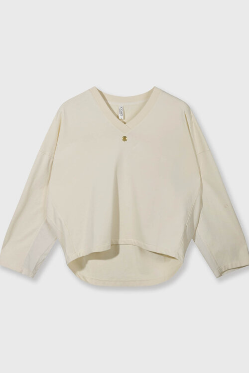 10Days Vanillepullover mit V-Ausschnitt aus Fleece