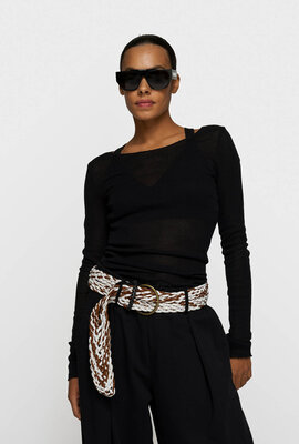 10Days Schwarzes langärmeliges Mesh-Shirt