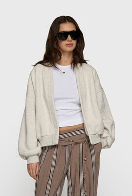 10Days Weiche weiße Nahkampf-Fleece-Bomberjacke