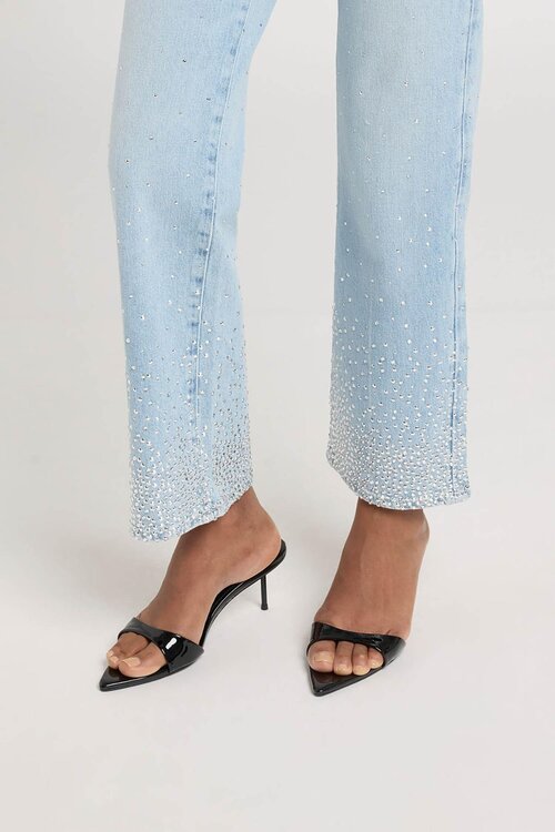7 For All Mankind Light Blue Calie Straight With Crystals