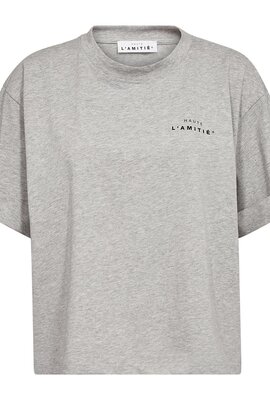 Haute L'Amitie Graues Crop-T-Shirt mit Rundhalsausschnitt