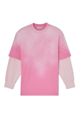 Ganni Rosa Heavy Cotton Jersey Langarmshirt