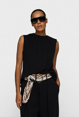 10Days Schwarzes plissiertes Jersey-Top